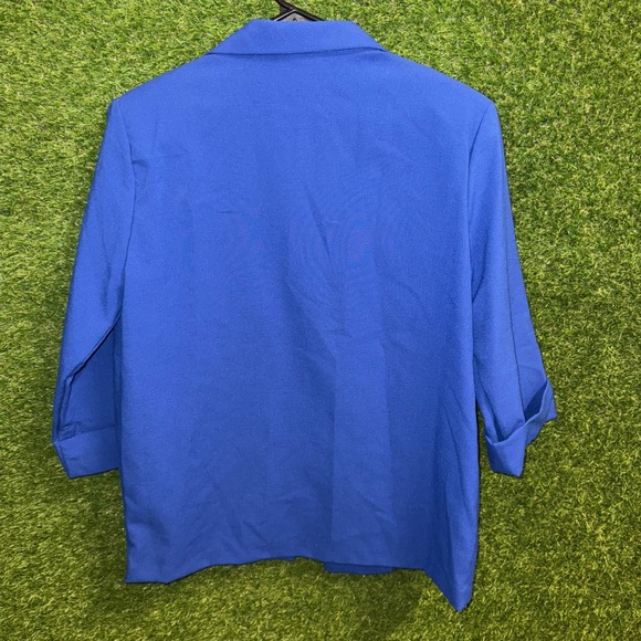 Vintage Joanna Blazer Women's Medium Blue 3/4 Sleeve Career Casual Jacket 90's - Picture 3 of 4